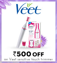 Veet Rs 500 off on Veet sensitive touch trimmer MRP=2250/SP=1749