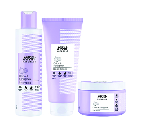 Nykaa Naturals Onion & Fenugreek Shampoo, Conditioner & Hair Mask - Hair Growth Combo