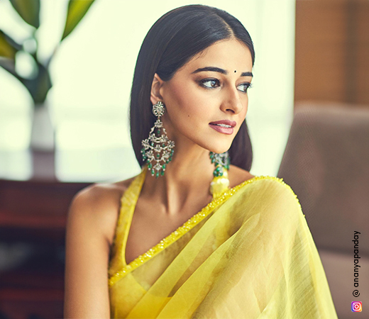 Ananya Panday Yellow Saree Glam