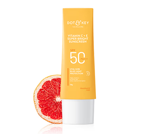 Dot & Key Vitamin C + E Face Sunscreen With SPF 50 PA+++ For Glowing Skin, 100% No White Cast