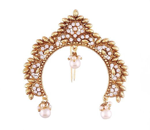 Peora Indian Jewellery Kundan Pearl Hair Accessary Juda Pin Hanging Pearl