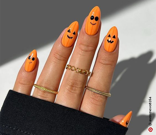 pumpkin lanterns nail design for halloween