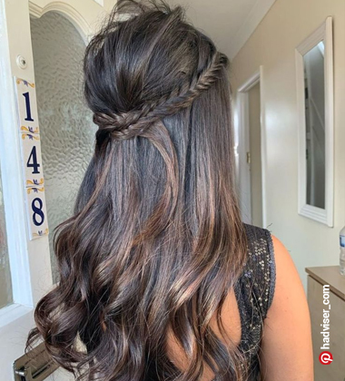 modern trendy hairstyle for saree - french braided half-up hairstyle
