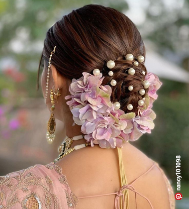 hairstyle for saree short hair - gajra bun for saree