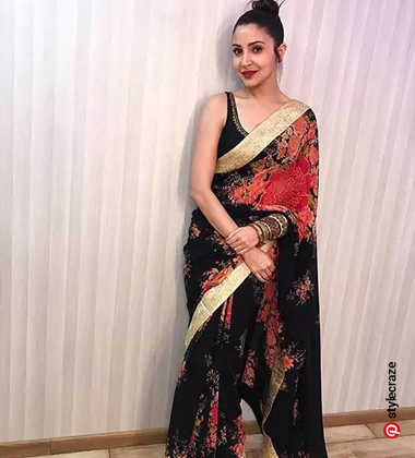 Chinese Top Knot - hair style on saree