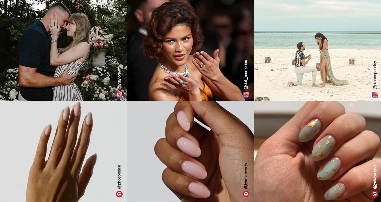 She Said Yes! To The Dress, The Ring, & These 7 Celebrity-Inspired Proposal Nail Art