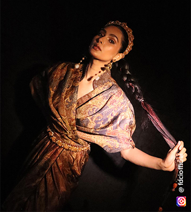 Woman pulling her hair