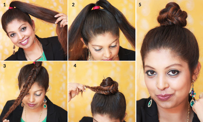 Different Types Of Bun- Fish tail braided top knot
