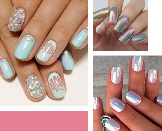 Mermaid makeup Looks – Metallic Nails