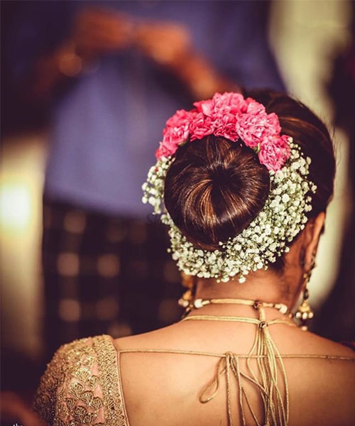 wedding bun with flowers - 8