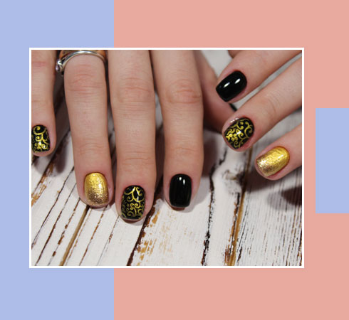 Black and Gold nail art