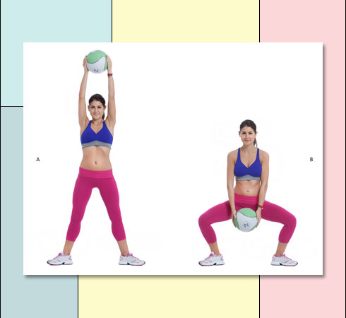 exercise to reduce thigh fat: overhead squats
