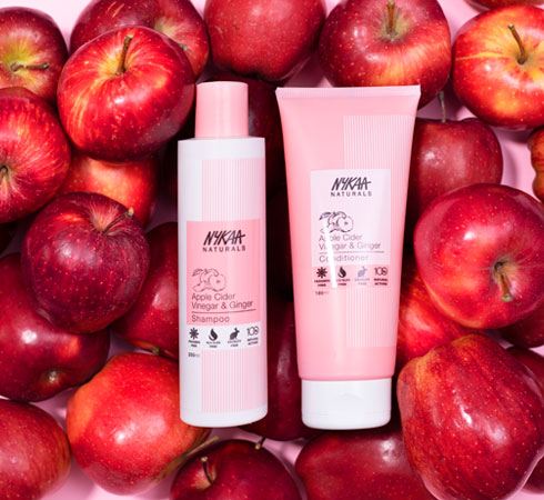best shampoo and conditioner - Nykaa Naturals Apple Cider Vinegar + Ginger Shampoo & Conditioner
