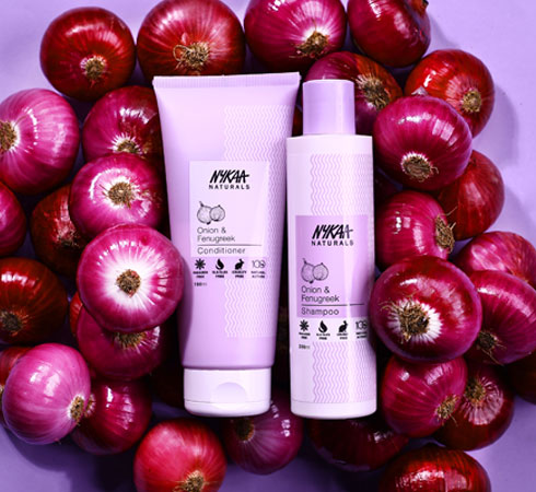 best shampoo and conditioner - Nykaa Naturals Onion + Fenugreek Shampoo & Conditioner