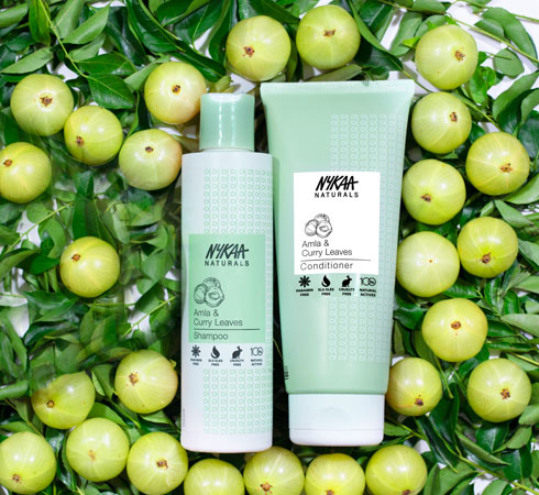 best shampoo and conditioner – Nykaa Naturals Amla + Curry Leaves Shampoo & Conditioner