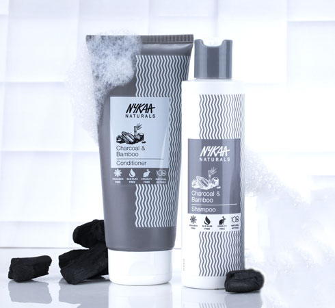 best shampoo and conditioner - Nykaa Naturals Charcoal + Bamboo Shampoo & Conditioner
