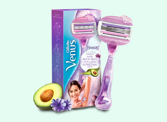 body care products - Gillette Venus Breeze Hair Removal Razor for Women with Avocado Oils & Body Butter, Freesia Scen