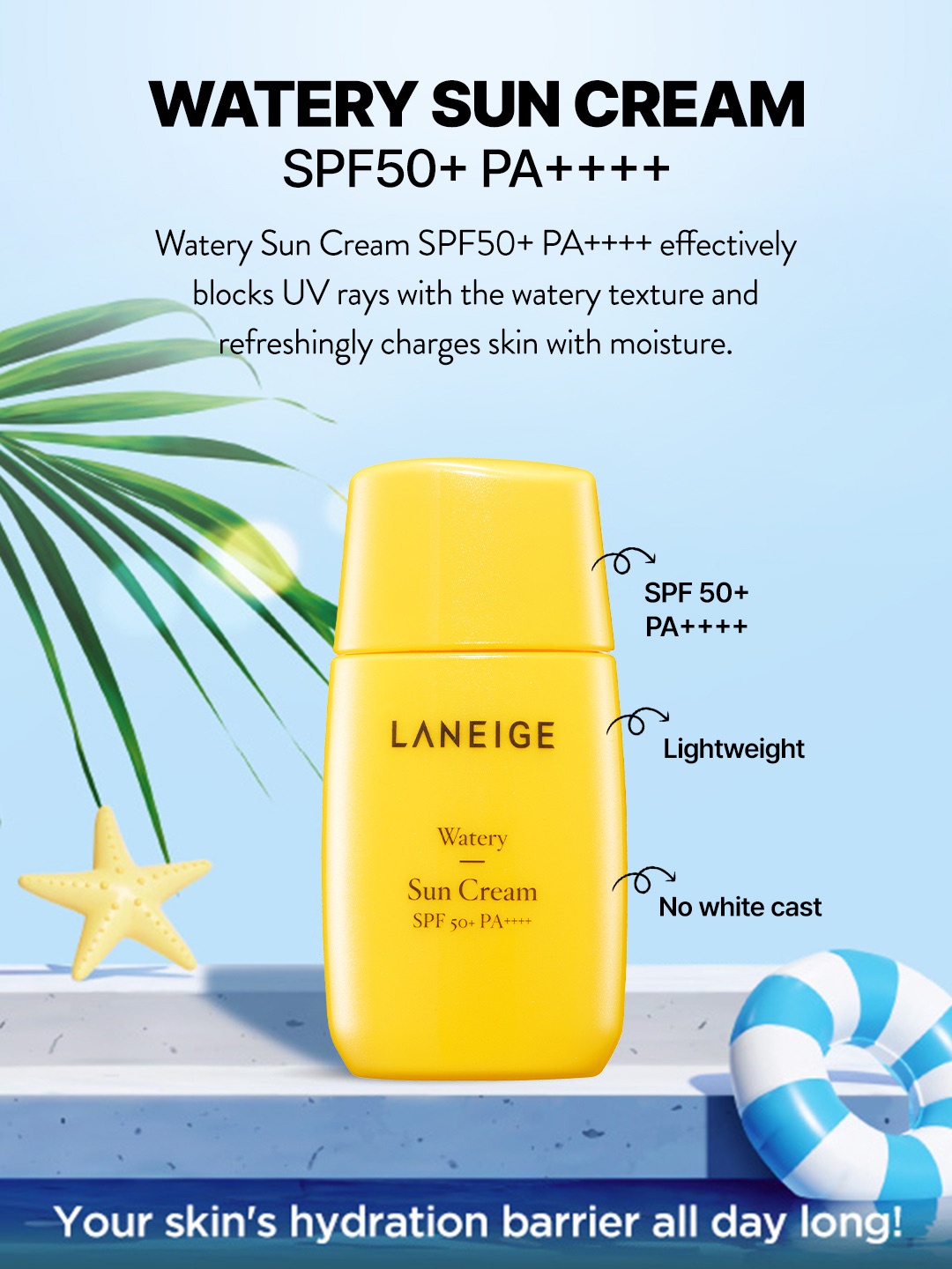LANEIGE Watery Sun Cream page one.