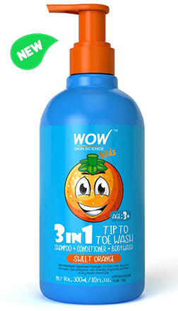 WOW Skin Science Kids Orange 3 in 1 Tip to Toe Wash - Shampoo + Conditioner + Bodywash