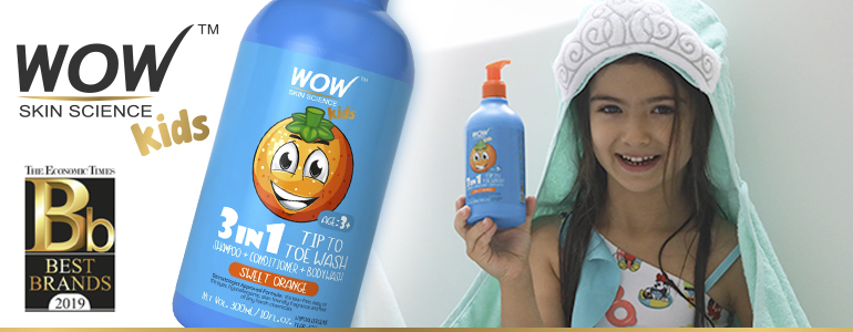 WOW Skin Science Kids Orange 3 in 1 Tip to Toe Wash - Shampoo + Conditioner + Bodywash
