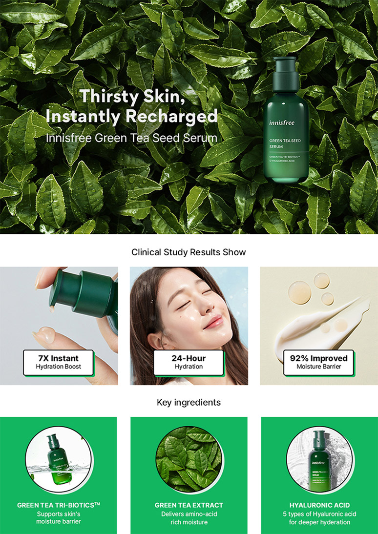 New Green Tea Seed Serum page one.
