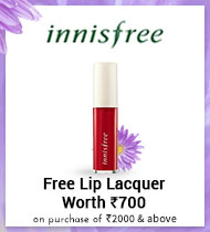 Innisfree Purchase above 2000 and get a lip lacquer worth 700 free