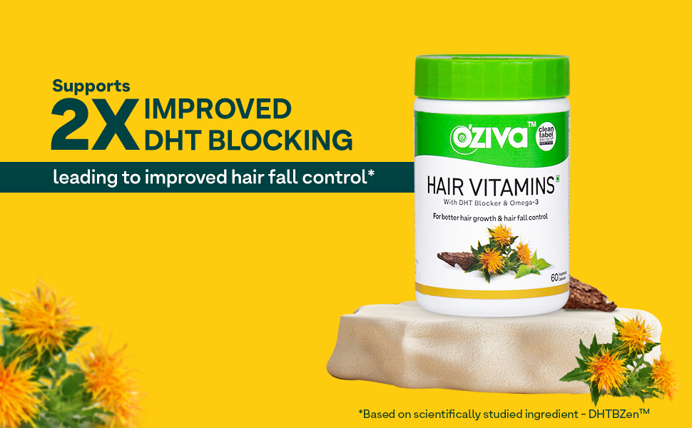 OZiva Hair Vitamins (With DHT Blocker & Omega 3) for better Hair Growth and  Hairfall Control: Buy OZiva Hair Vitamins (With DHT Blocker & Omega 3) for  better Hair Growth and Hairfall